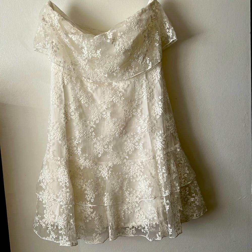 White lace strapless dress. Never worn